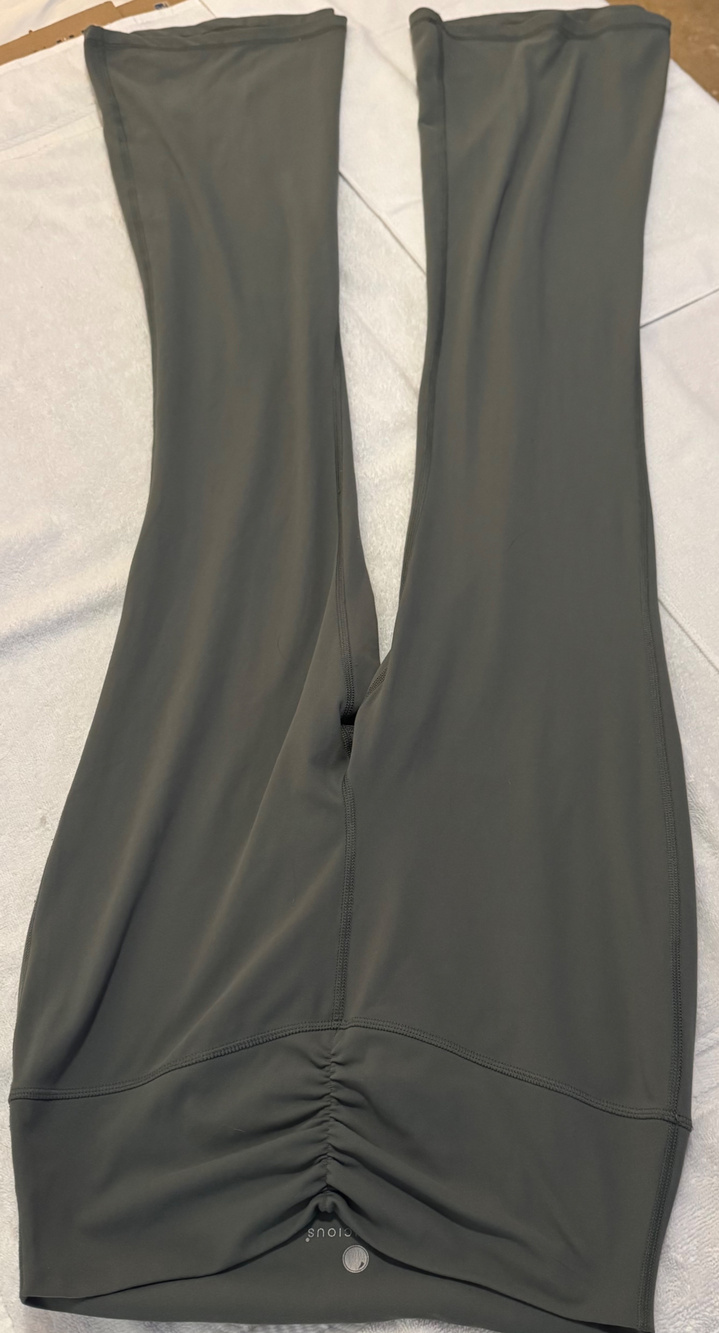 Yogalicious Women’s XL High Rise Ruched Back Leggings Gray Olive Stretch Yoga Pa